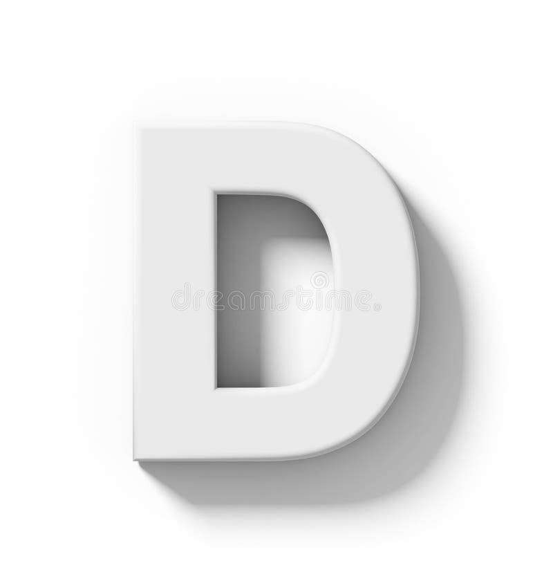 Letter D 3D White Isolated on White with Shadow - Orthogonal Pro Stock ...