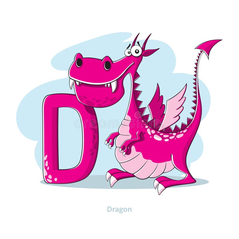 Letter D with funny Dragon