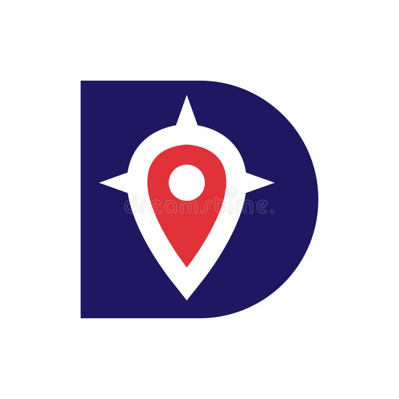 Letter D with Location Pin and Compass Logo royalty free illustration