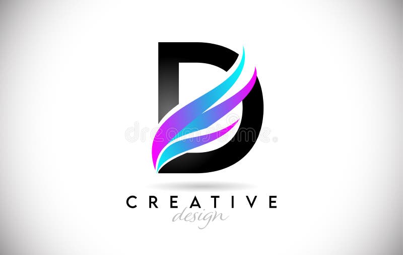 Letter D Logo with Creative Gradient Swooshes. Creative Elegant Letter ...