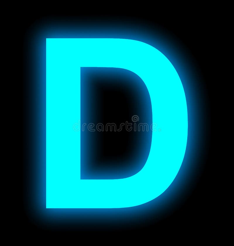 Letter D Neon Light Full Isolated on Black Stock Illustration ...