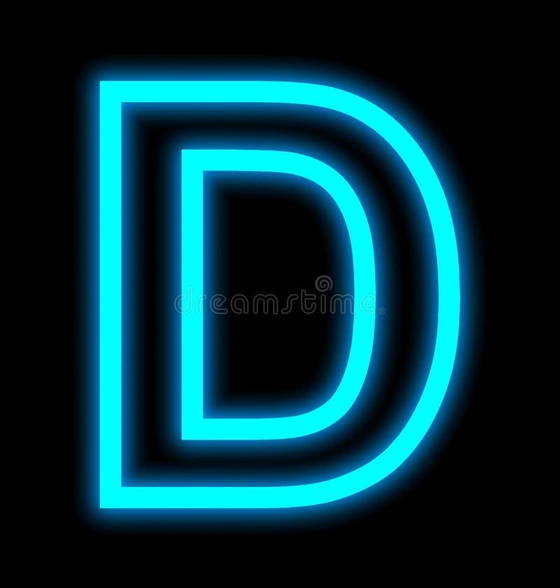 Letter D Neon Lights Outlined Isolated on Black Stock Illustration ...