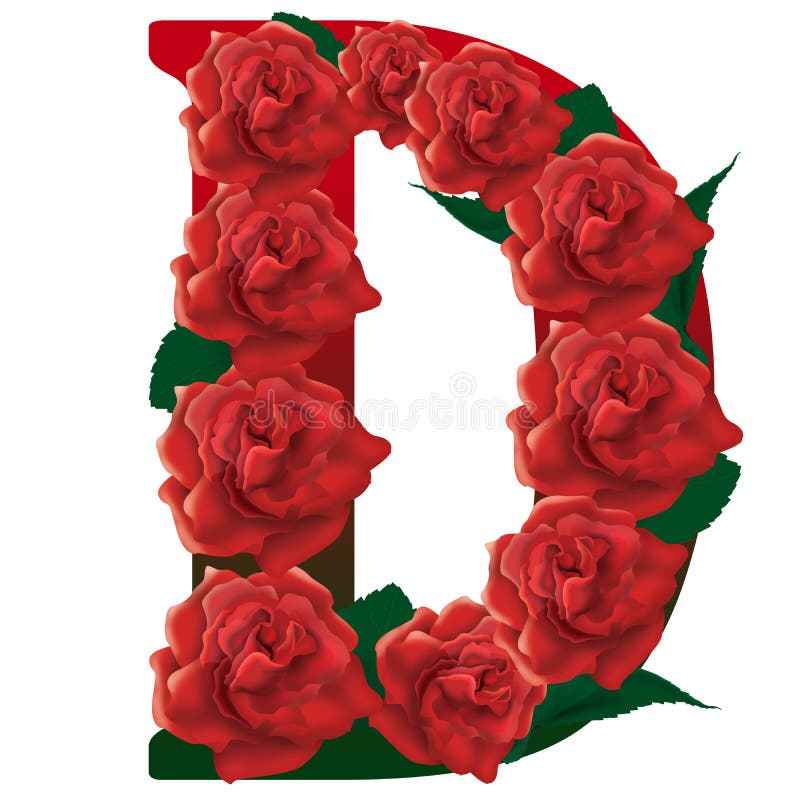 Letter D red roses illustration