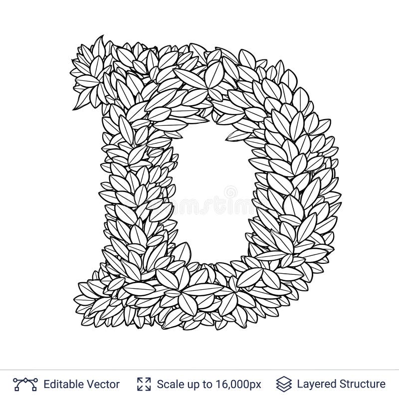 Letter D Symbol of White Leaves. Stock Vector - Illustration of leaf ...