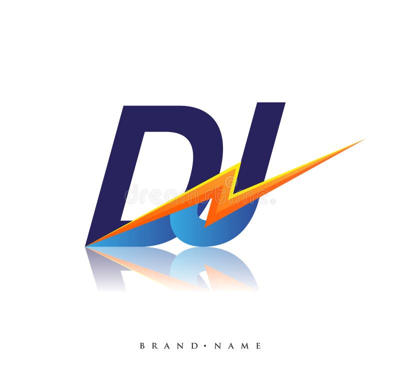 Letter DJ Logo with Lightning Icon, Letter Combination Power ...