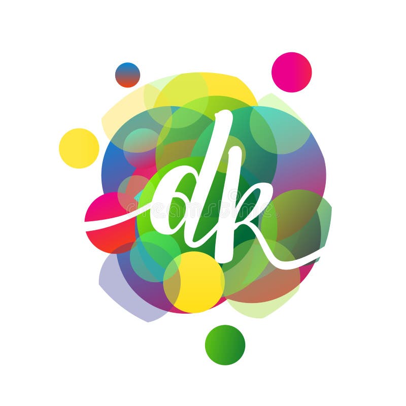 Letter DK logo with colorful splash background, letter combination logo design for creative industry, web, business and company