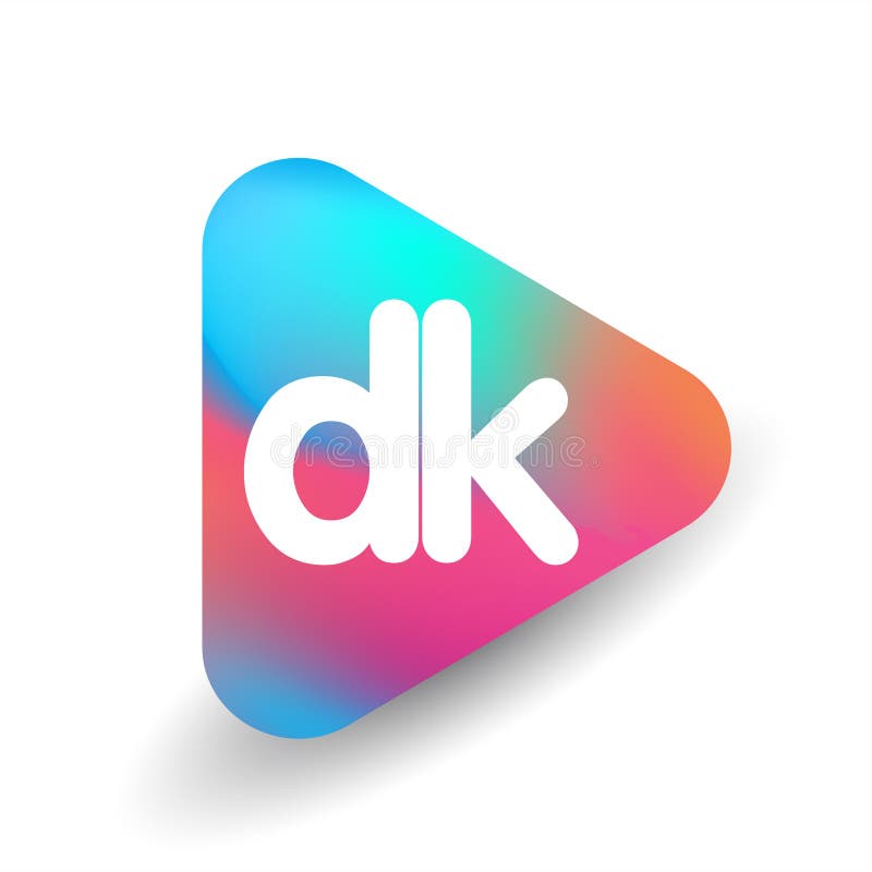 Letter DK logo in triangle shape and colorful background, letter combination logo design for business and company identity