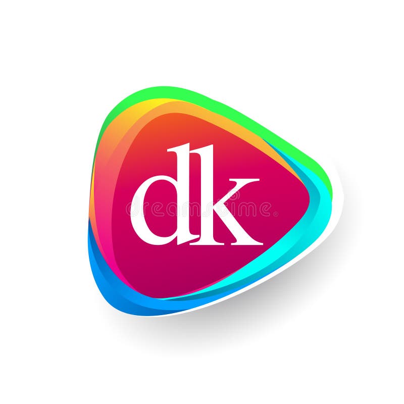 Letter DK logo in triangle shape and colorful background, letter combination logo design for company identity