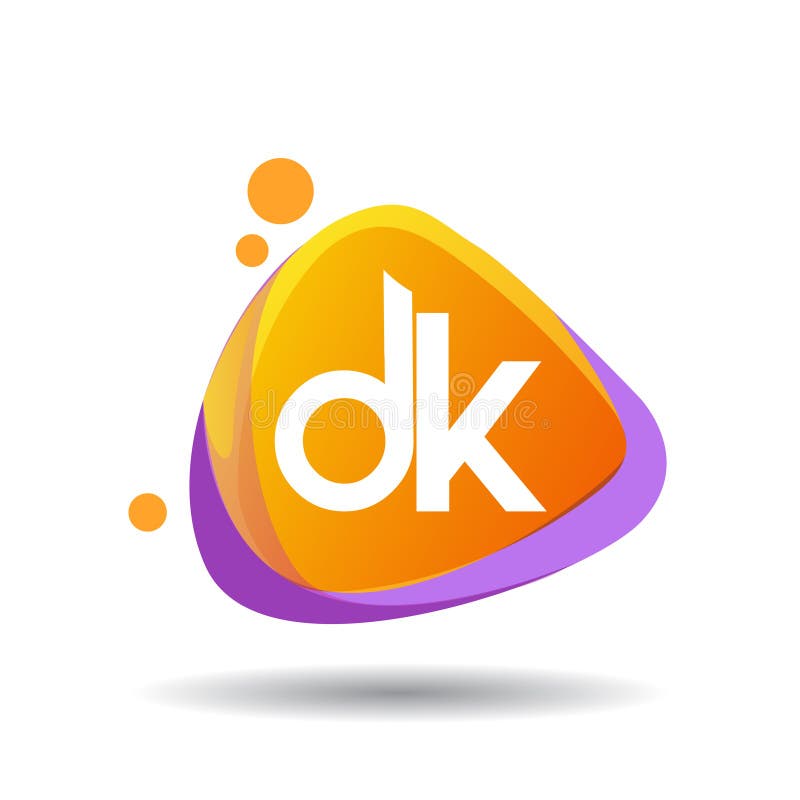 Letter DK logo in triangle splash and colorful background, letter combination logo design for creative industry, web, business and company