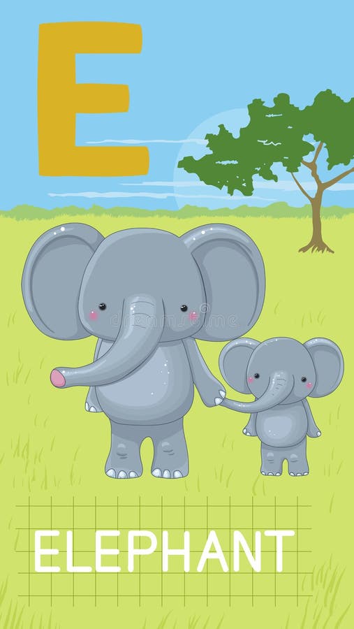 Letter E, animal ABC stock vector. Illustration of alphabet - 32490144