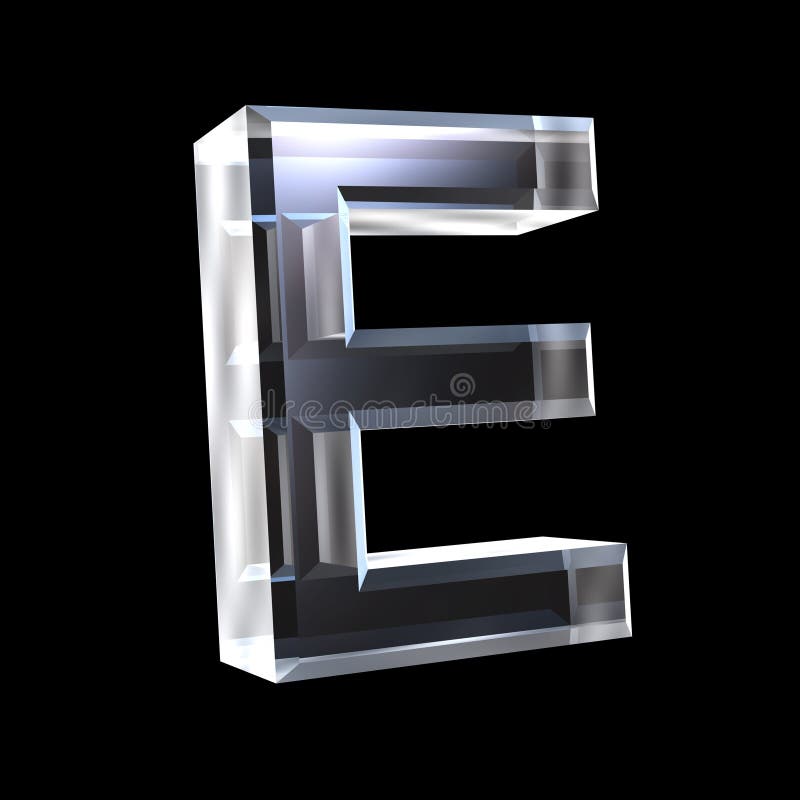 Letter E in glass 3D