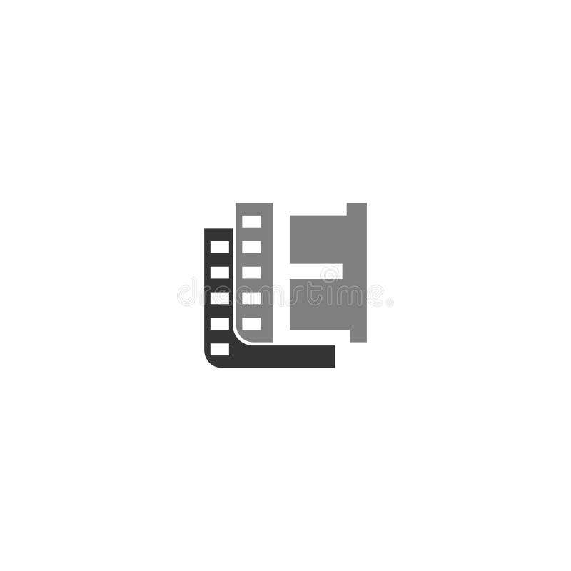 Letter E Icon in Film Strip Illustration Template Stock Illustration