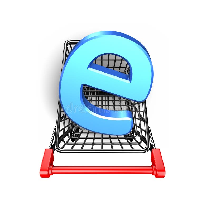 3D Rendering Shopping Cart With Golden Pound Sterling Symbol Stock