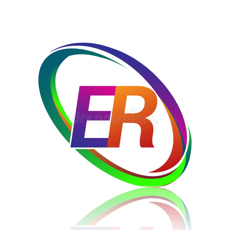 Letter ER Logotype Design for Company Name Colorful Swoosh. Vector Logo