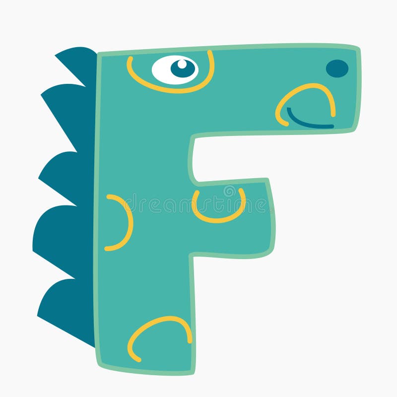 Letter e in the form of a dinosaur Royalty Free Vector Image