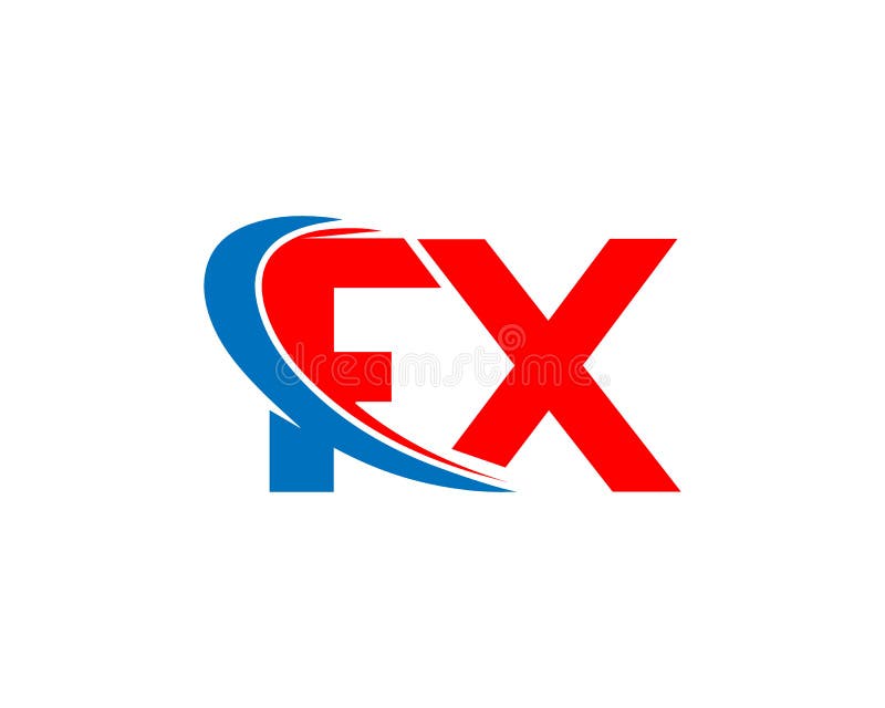 Fx logo letters with blue and red gradation Vector Image