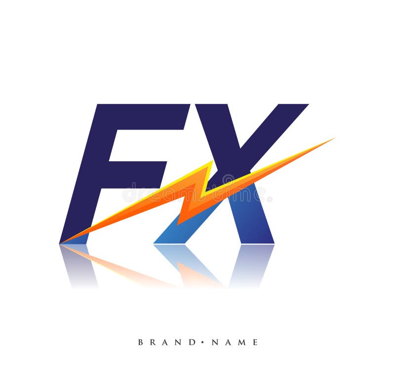 Letter FX logo with Lightning icon, letter combination Power Energy Logo design for Creative Power ideas, web, business and