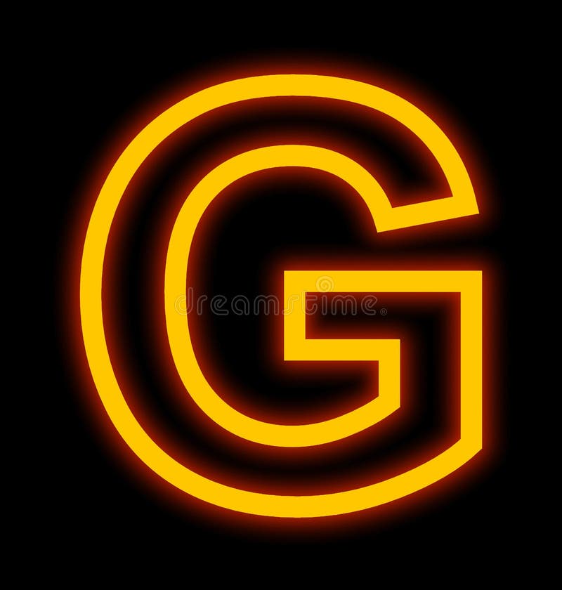 Letter G Neon Lights Outlined Isolated on Black Stock Illustration ...