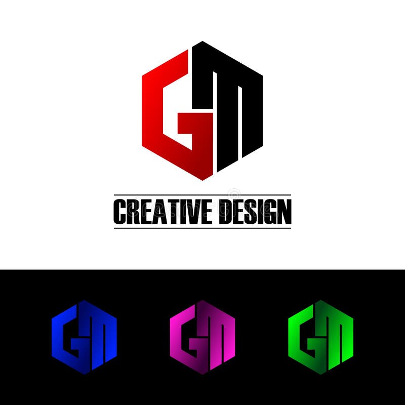 Letter GM hexagon simple logo design vector. royalty free illustration