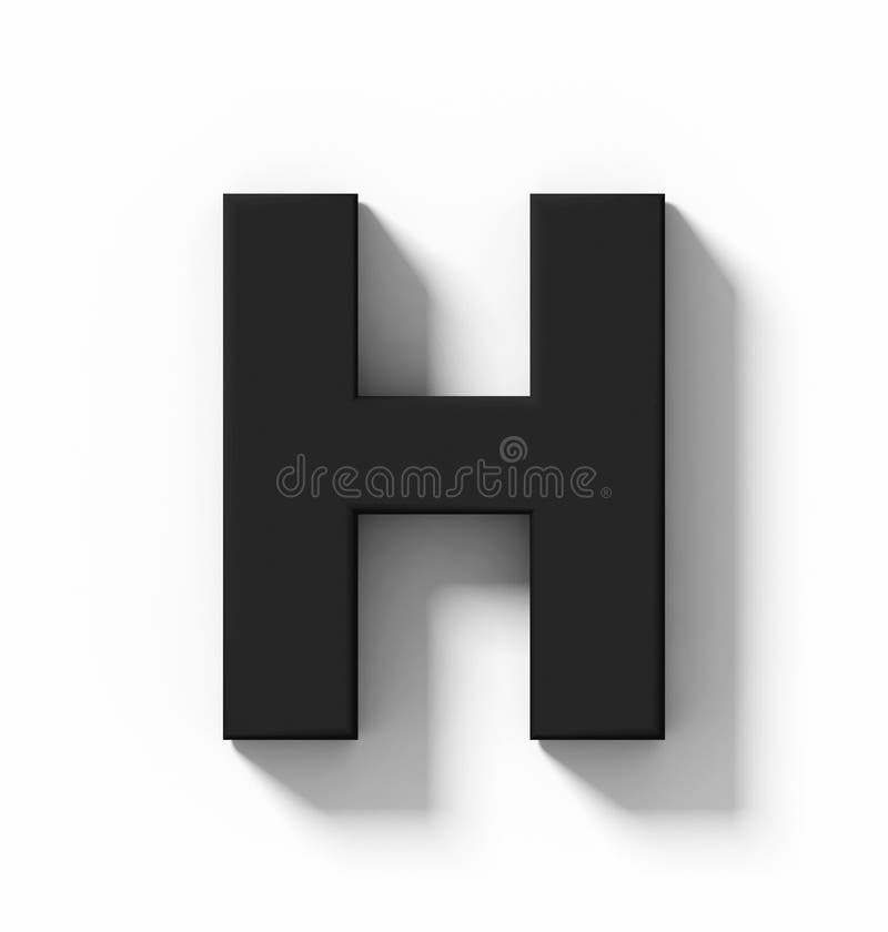 Letter H 3D White Isolated on White with Shadow - Orthogonal Pro Stock ...