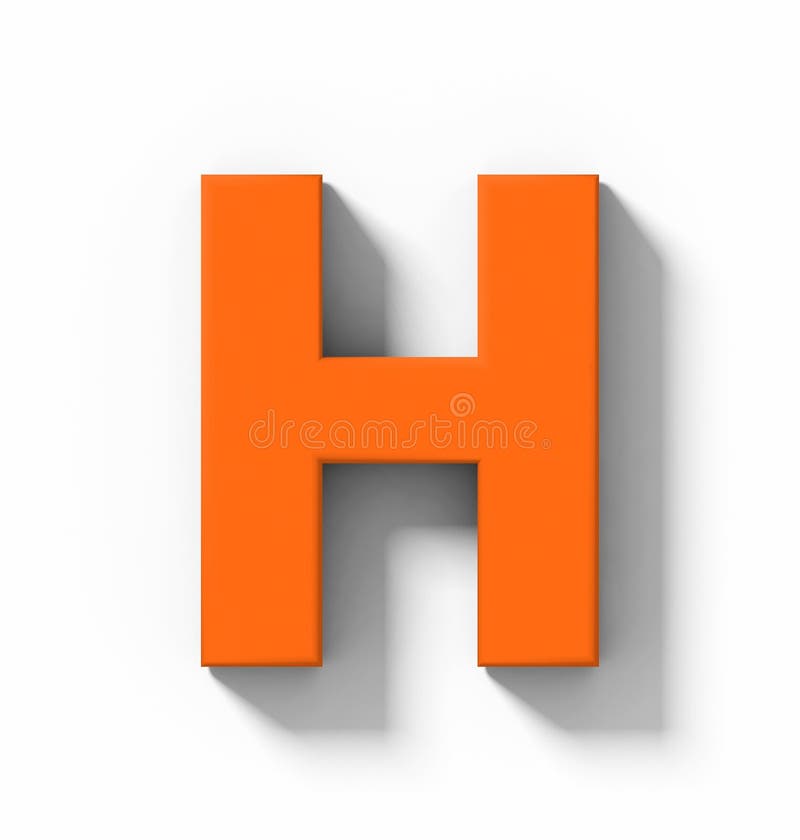 Letter H 3D Orange Isolated on White with Shadow - Orthogonal Pr Stock ...