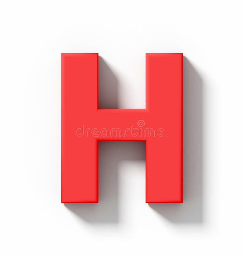 Letter H 3D Red Isolated on White with Shadow - Orthogonal Projection ...