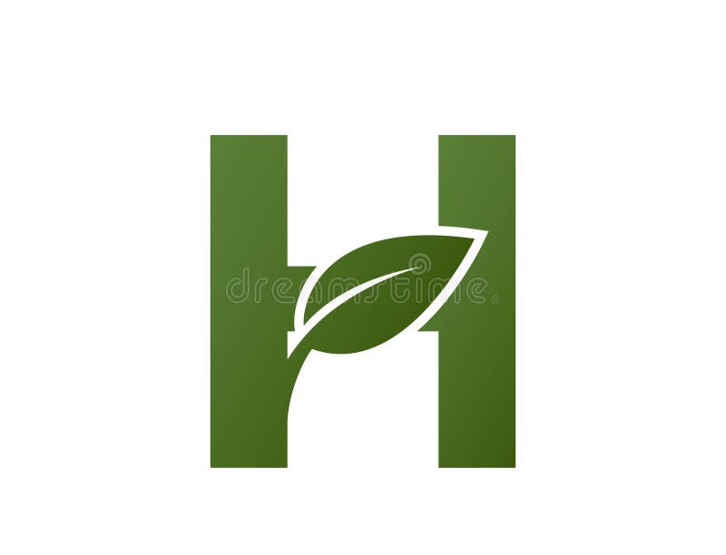 Letter H with Leaf Logo. Creative Initial Logo Design. Eco Friendly and