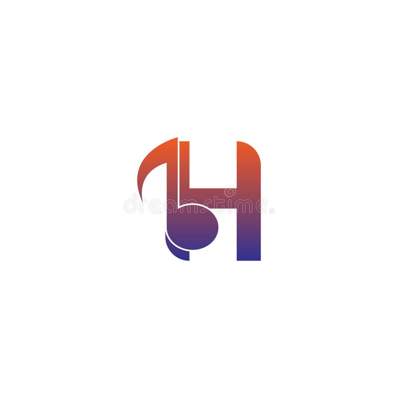 Letter H Logo Icon with Musical Note Design Symbol Template Stock