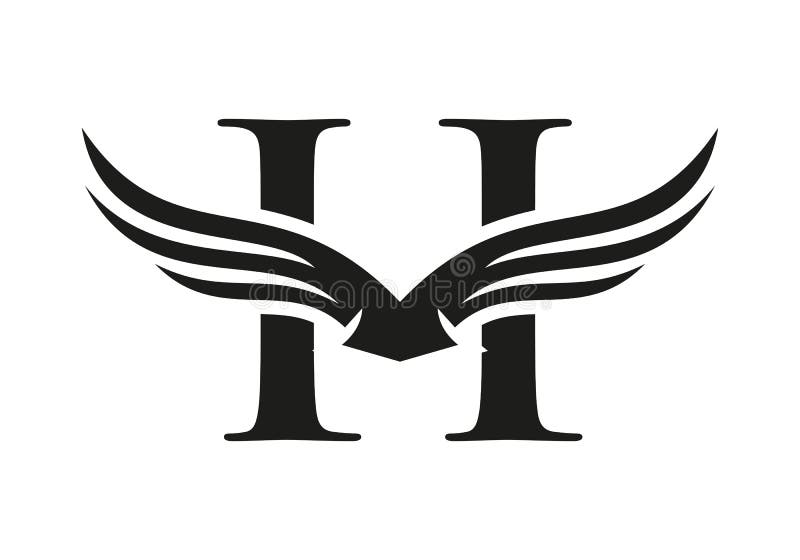 Letter H Wing Logo Design. Initial Flying Wing H Letter Logo. Letter H