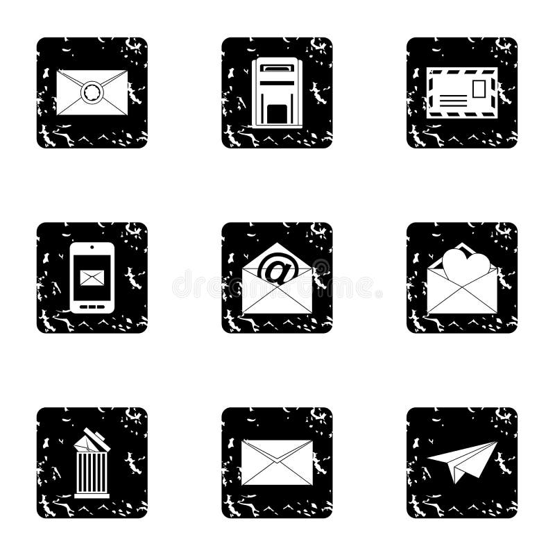 Letter Icons Set, Grunge Style Stock Vector Illustration of