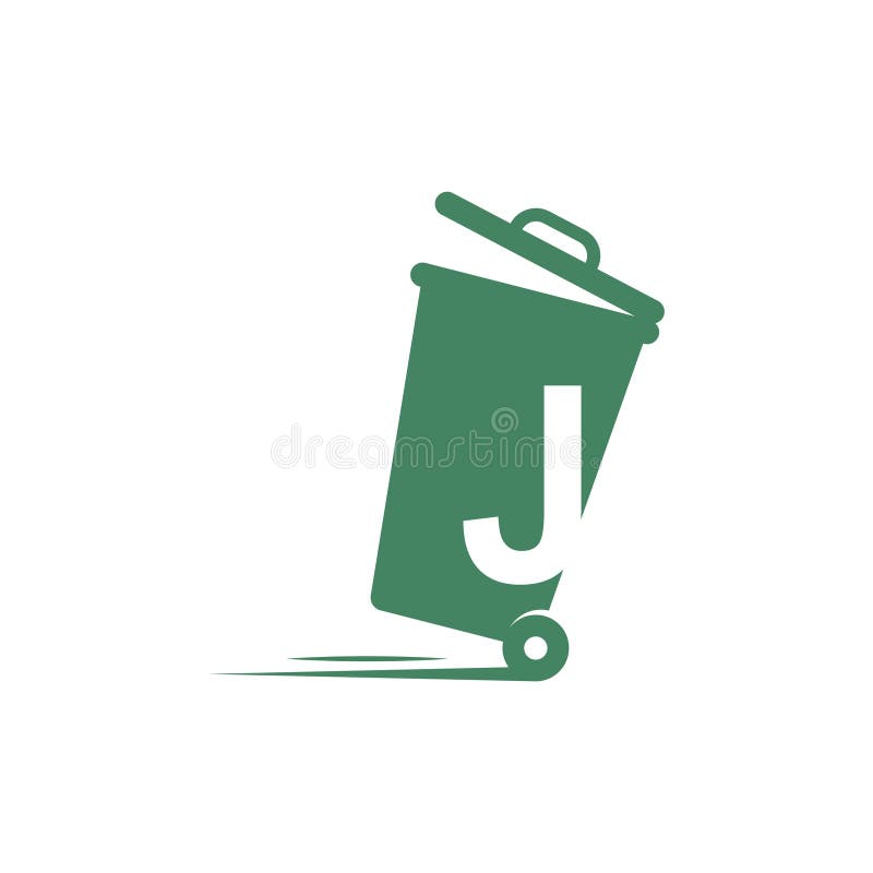 Letter J in the Trash Bin Icon Illustration Template Stock Illustration