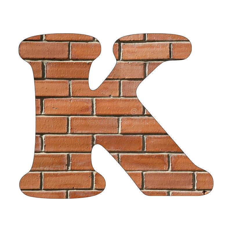 Letter K of the alphabet - Red brick wall background royalty free illustration