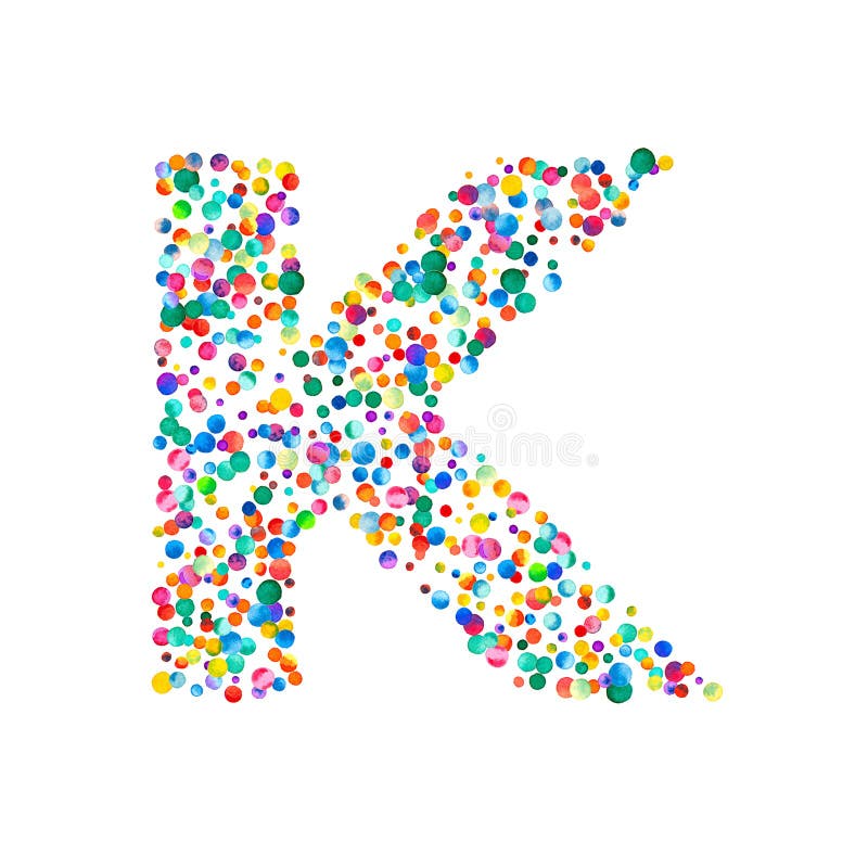 Letter K Filled with Dense Watercolor Confetti on. Stock Illustration ...