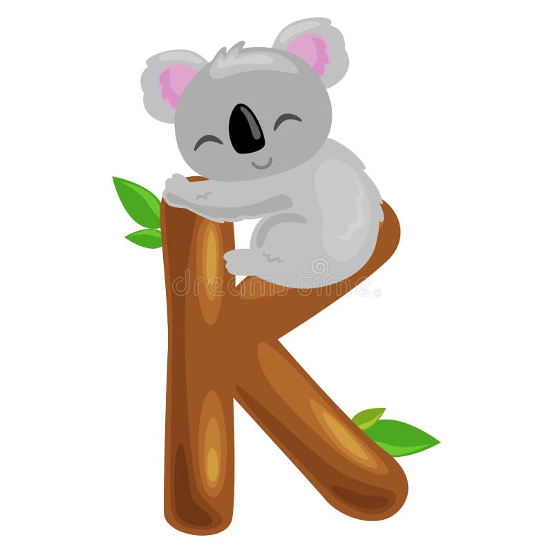 Letter K with Koala Animal for Kids Abc Education in Preschool. Stock ...