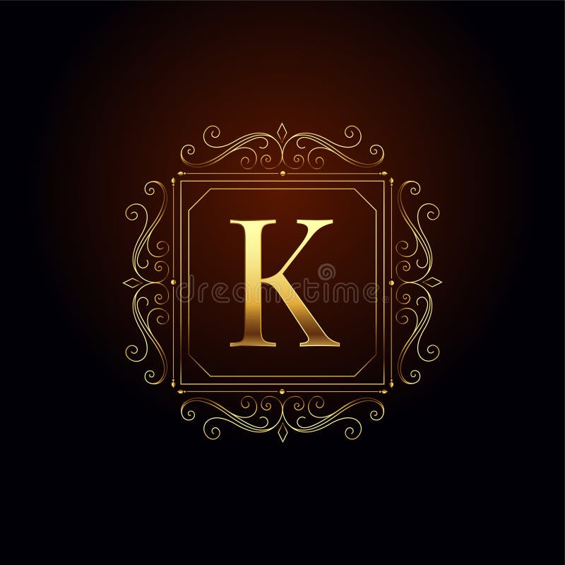 K Letter Gold Shield Logo. Elegant Vector Logo Badge Template with ...