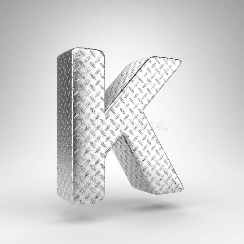 Letter K Uppercase on White Background. Aluminium 3D Letter with Checkered  Plate Texture Stock Illustration - Illustration of plate, render: 207265602