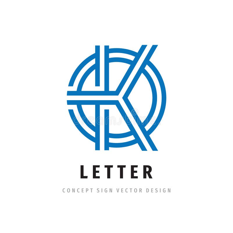 Letter K - vector logo design. Abstract creative sign in circle shape. Stripes style royalty free illustration