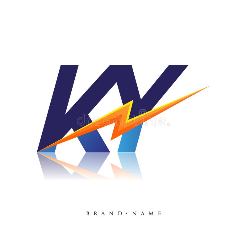 Letter KY logo with Lightning icon, letter combination Power Energy Logo design for Creative Power ideas, web, business and