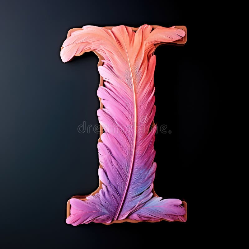 The letter l is decorated with pink and purple feathers vector illustration