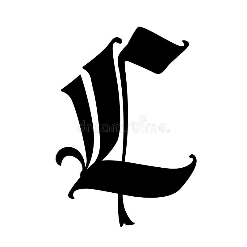Letter L In The Gothic Style Alphabet The Symbol Is Isolated On A White  Background Calligraphy And Lettering Medieval Latin Letter Logo For The  Company Monogram Elegant Font For Tattoo Stock Illustration 