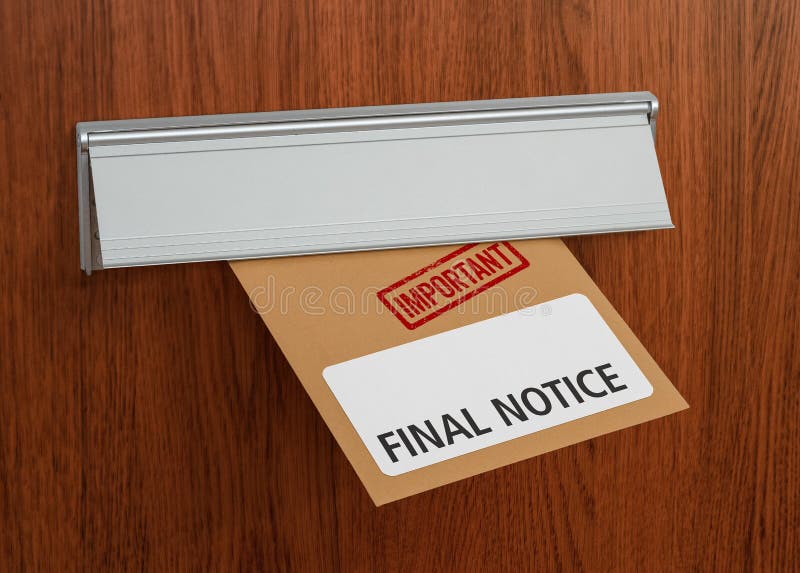 A letter with the label Final notice royalty free stock photography A letter with the label Final notice royalty free stock photography