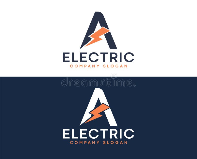 Letter a Lightning Electric Logo with Lighting Bolt Stock Illustration Illustration of