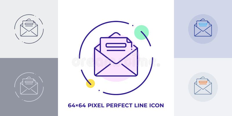 Letter line art vector icon. Outline symbol of email. Message pictogram made of thin stroke stock illustration Letter line art vector icon. Outline symbol of email. Message pictogram made of thin stroke stock illustration