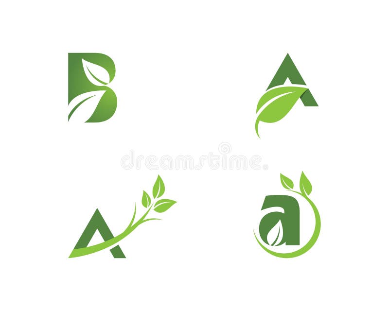 Letter logo with green leaf stock illustration