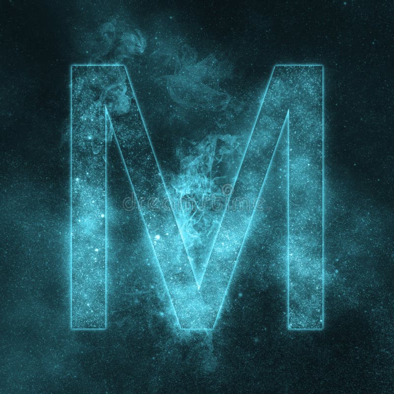 Letter M Alphabet Symbol. Space Letter, Night Sky Letter Stock