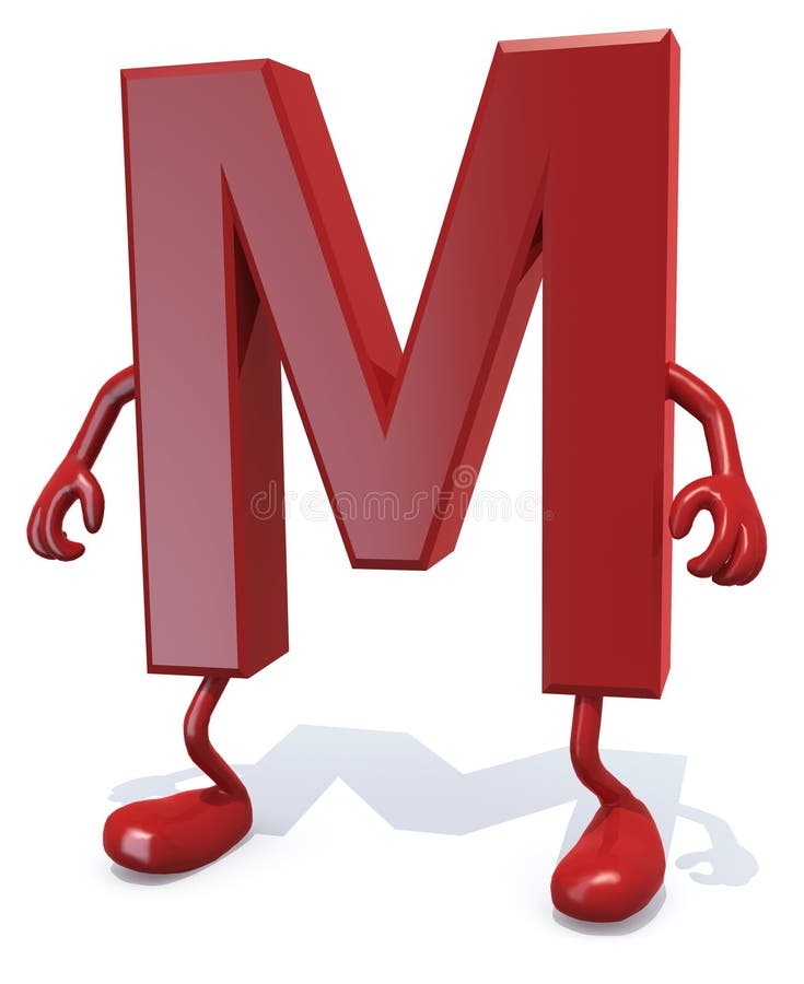 Letter M with Arms and Legs Posing Stock Illustration - Illustration of ...