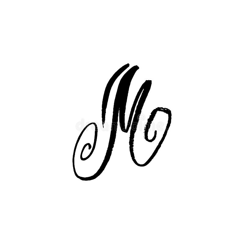 Letter M. Handwritten by Dry Brush. Rough Strokes Textured Font. Vector ...