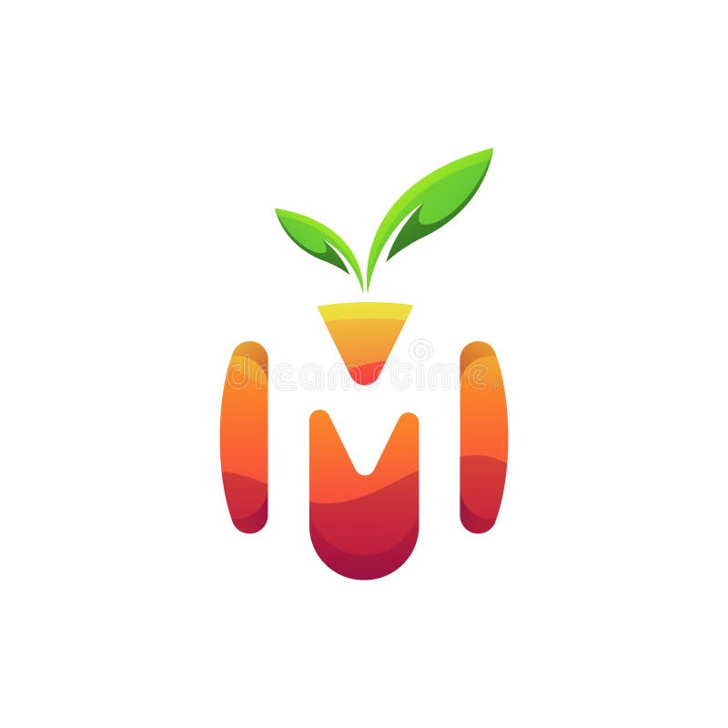 Letter M Orange Logo Design Stock Vector - Illustration of label, blue