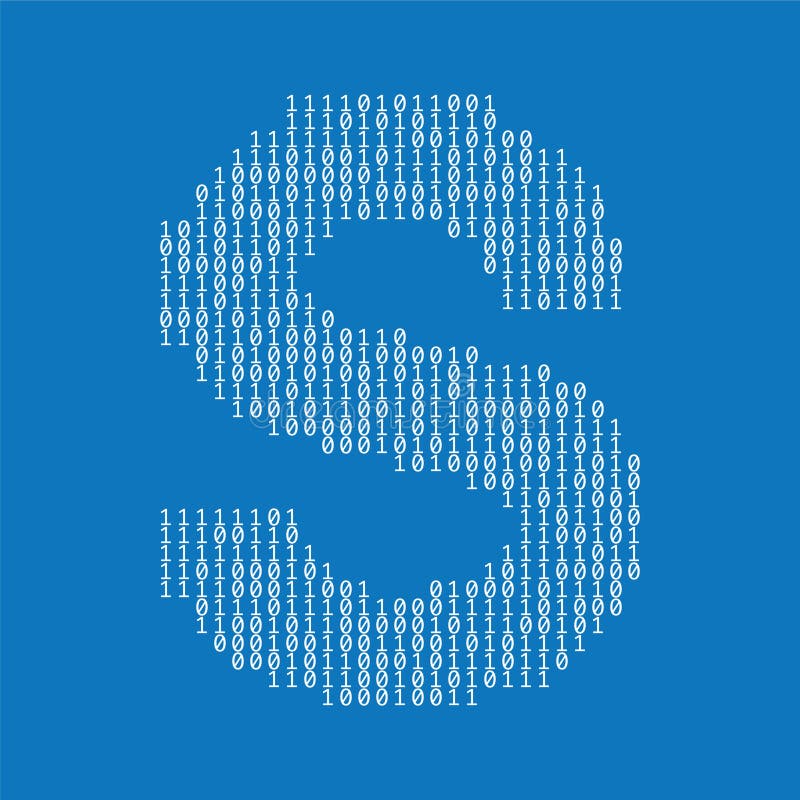 Letter S made from binary code digits. Technology background stock illustration