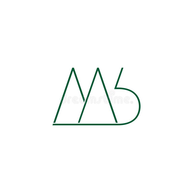 Letter mb green mountain line logo vector